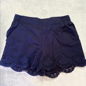 Embroidered navy shorts